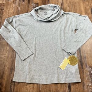 Michael Michael Kors S Waffle Knit Top NWT Thermal Gray Shirt Cowl Neck